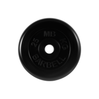 Диск обрезиненный черного цвета, 51 мм MB Barbell MB-PltB51-25