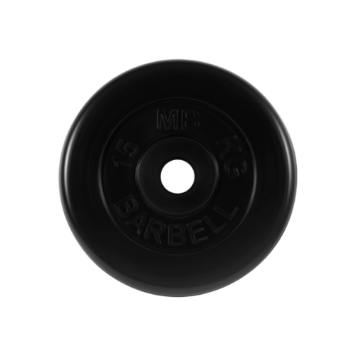 Диск обрезиненный черного цвета, 51 мм MB Barbell MB-PltB51-15 фото от интернет-магазина Atlantov.net
